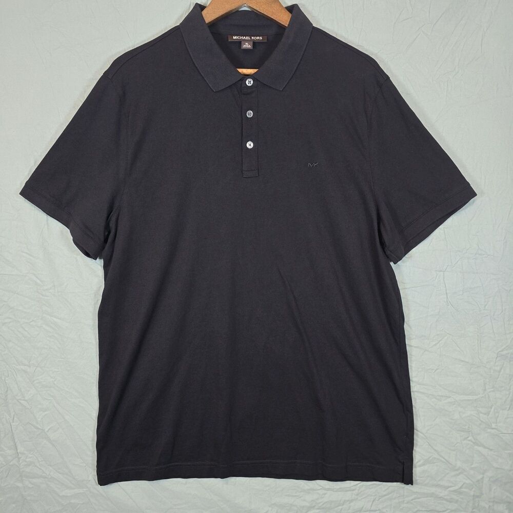 Michael Kors Men Black Solid Polo Shirt Size XL Embroidered Logo